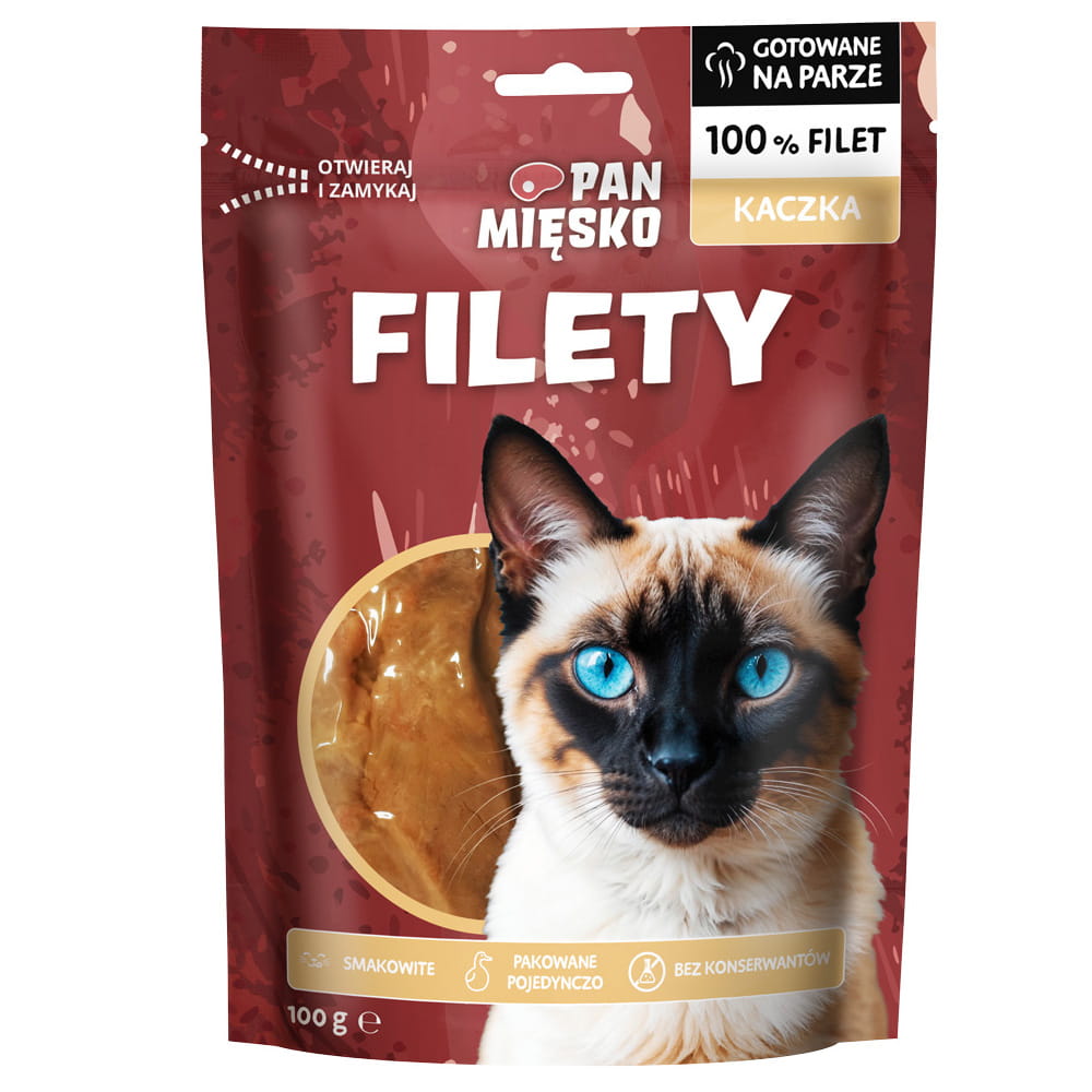 Pan Mięsko Przysmak dla kota Filety Kaczka (dorosły) 100g